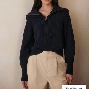 Varley Maura Half-Zip Rib Knit Sweater